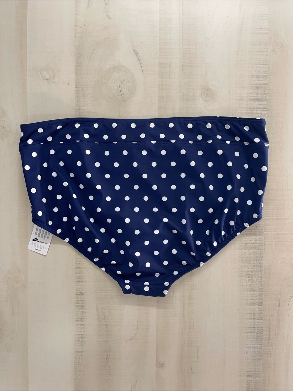 nwt LANDS END womens polka dot navy blue bikini bottom high rise 22W - Picture 4 of 4